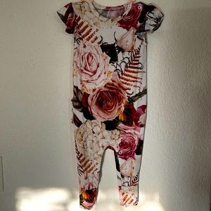 Posh Peanut Ruffle Short Sleeved Capri Button Down Romper - Black Rose